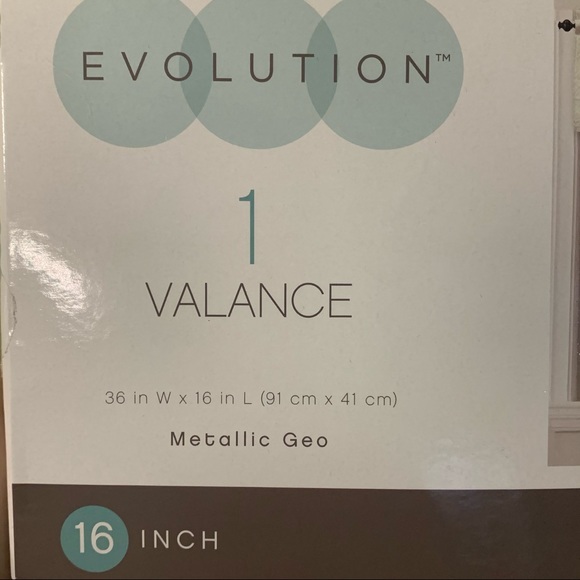 Evolution Metallic Geo 36x16” Embroidered Ivory Window Valence NWT - Picture 6 of 7